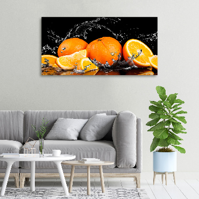 Cuadro canvas moderno de gran formato horizontal Naranjas y agua