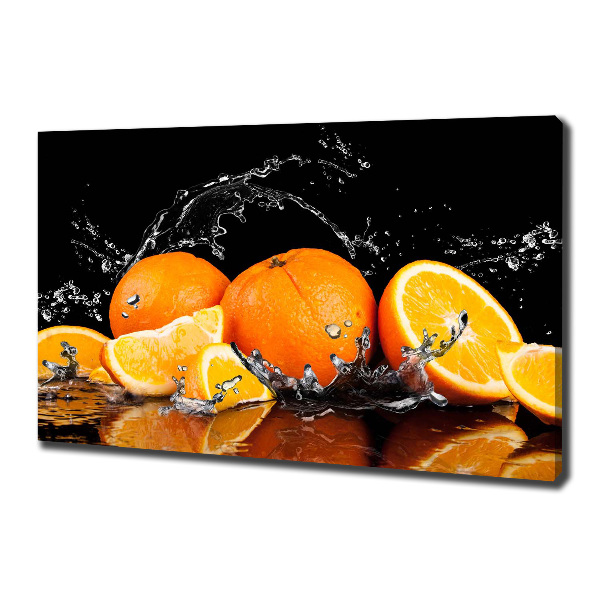 Cuadro canvas moderno de gran formato horizontal Naranjas y agua