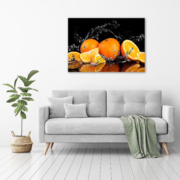 Cuadro canvas moderno de gran formato horizontal Naranjas y agua