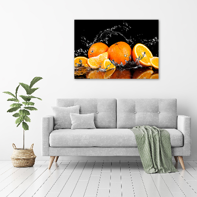 Cuadro canvas moderno de gran formato horizontal Naranjas y agua