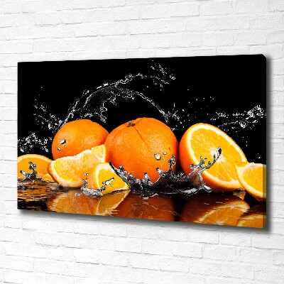 Cuadro canvas moderno de gran formato horizontal Naranjas y agua
