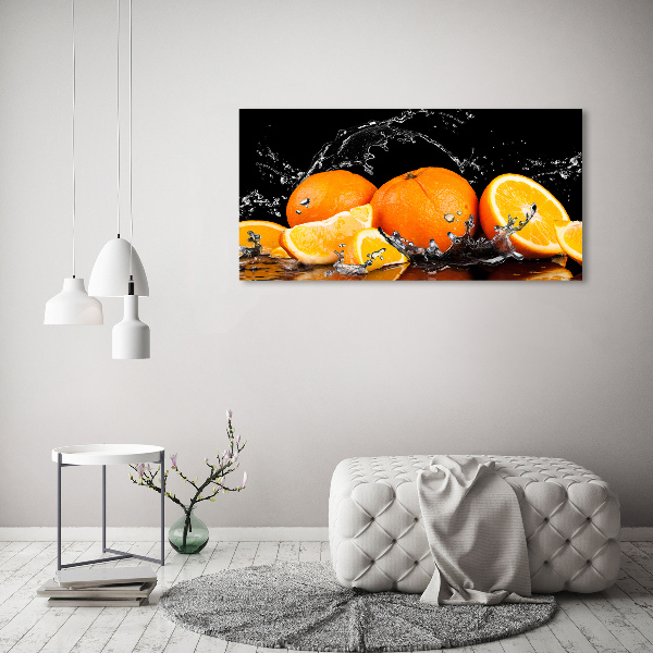 Cuadro canvas moderno de gran formato horizontal Naranjas y agua