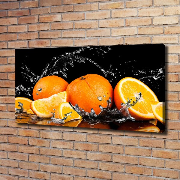 Cuadro canvas moderno de gran formato horizontal Naranjas y agua