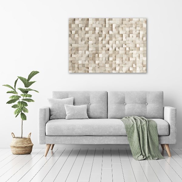 Cuadro canvas moderno de gran formato horizontal Cubos de madera