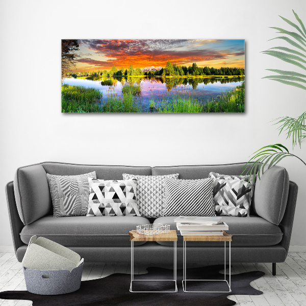 Cuadro canvas moderno de gran formato horizontal Río en el bosque