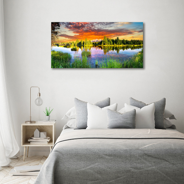 Cuadro canvas moderno de gran formato horizontal Río en el bosque