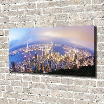 Cuadro canvas con impresión uv duradera horizontal Panorama de Hong Kong