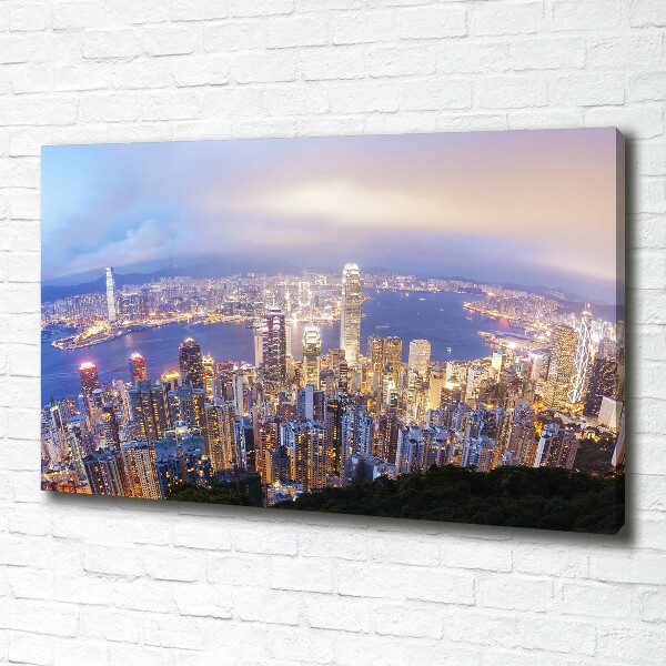 Cuadro canvas con impresión uv duradera horizontal Panorama de Hong Kong