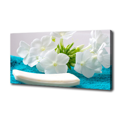 Cuadro canvas con impresión uv duradera horizontal Flores blancas de spa