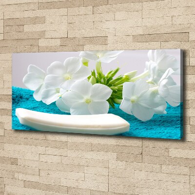 Cuadro canvas con impresión uv duradera horizontal Flores blancas de spa