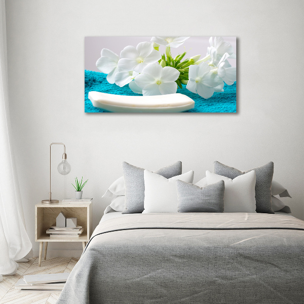 Cuadro canvas con impresión uv duradera horizontal Flores blancas de spa