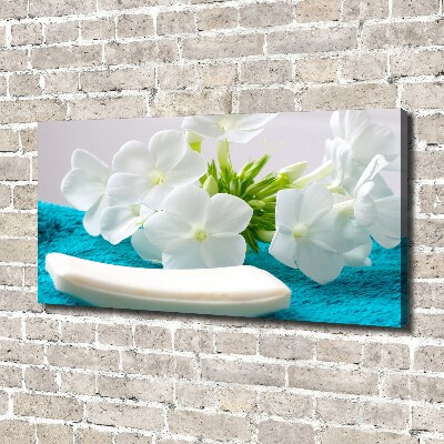 Cuadro canvas con impresión uv duradera horizontal Flores blancas de spa