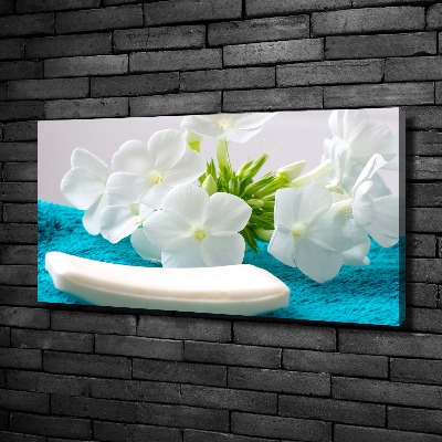 Cuadro canvas con impresión uv duradera horizontal Flores blancas de spa