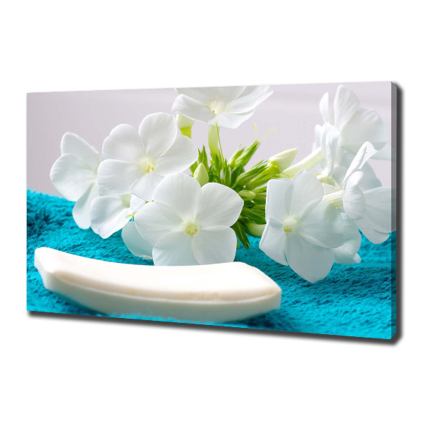 Cuadro canvas con impresión uv duradera horizontal Flores blancas de spa