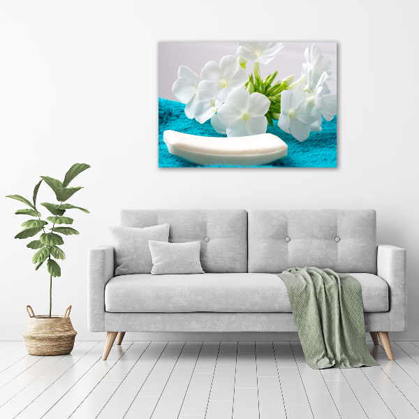 Cuadro canvas con impresión uv duradera horizontal Flores blancas de spa