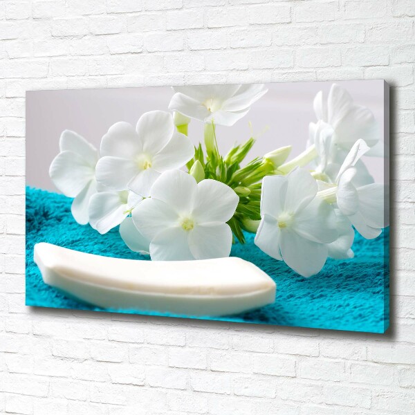Cuadro canvas con impresión uv duradera horizontal Flores blancas de spa