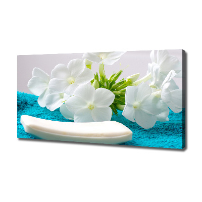 Cuadro canvas con impresión uv duradera horizontal Flores blancas de spa