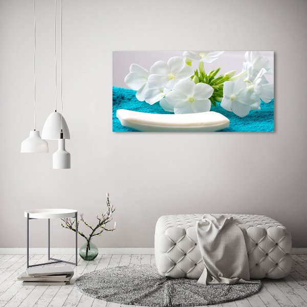 Cuadro canvas con impresión uv duradera horizontal Flores blancas de spa