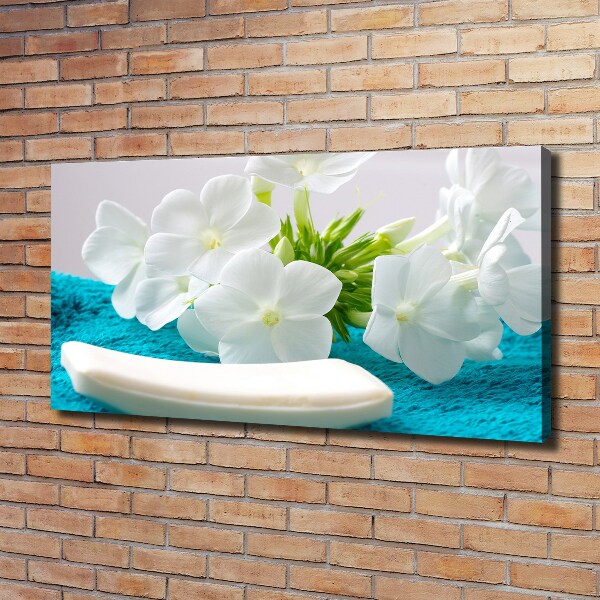 Cuadro canvas con impresión uv duradera horizontal Flores blancas de spa