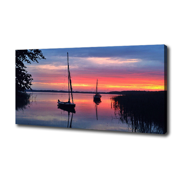 Fotocuadro en lienzo de alta calidad horizontal Veleros al atardecer
