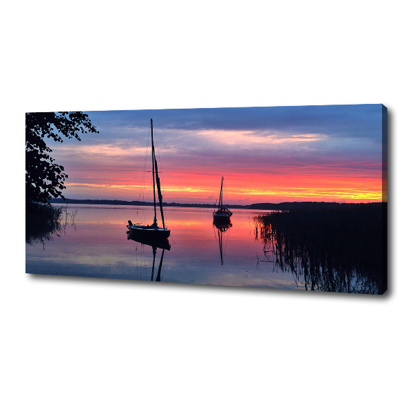 Fotocuadro en lienzo de alta calidad horizontal Veleros al atardecer