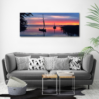 Fotocuadro en lienzo de alta calidad horizontal Veleros al atardecer