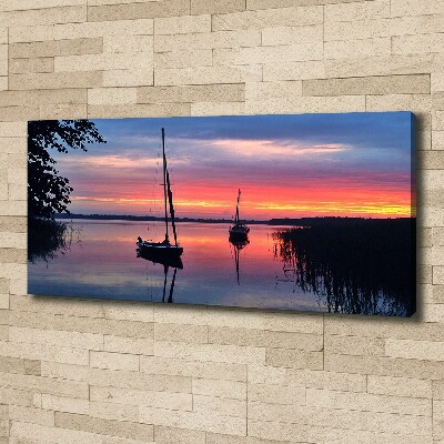 Fotocuadro en lienzo de alta calidad horizontal Veleros al atardecer