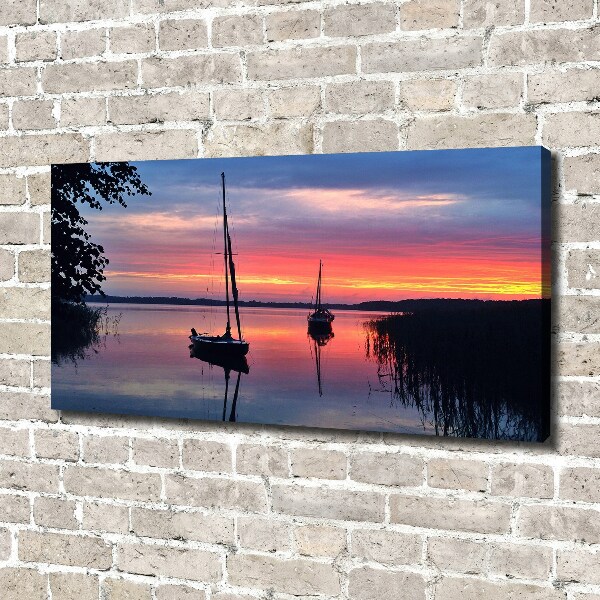 Fotocuadro en lienzo de alta calidad horizontal Veleros al atardecer