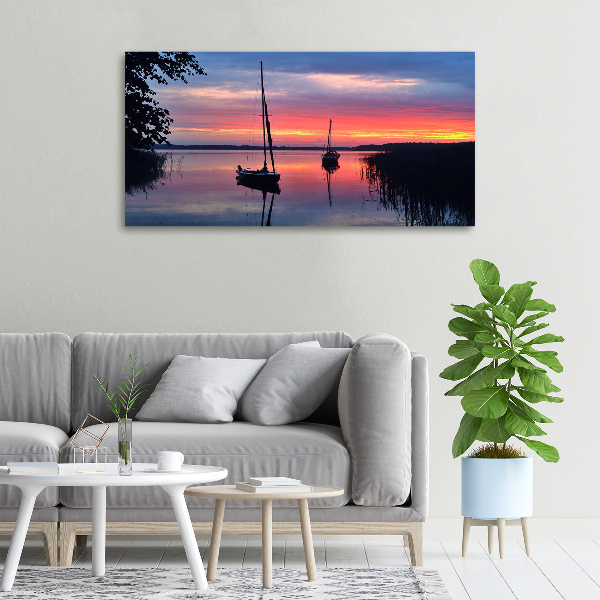 Fotocuadro en lienzo de alta calidad horizontal Veleros al atardecer