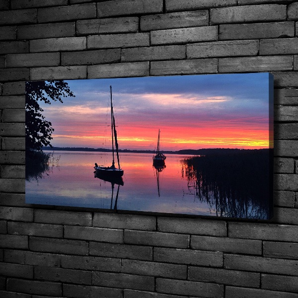 Fotocuadro en lienzo de alta calidad horizontal Veleros al atardecer