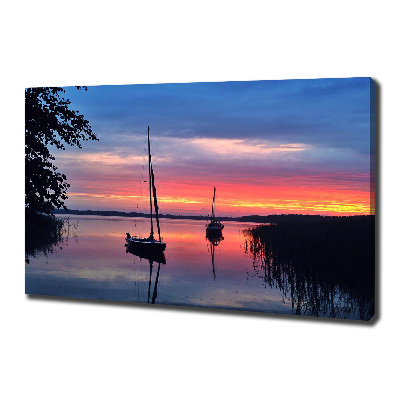 Fotocuadro en lienzo de alta calidad horizontal Veleros al atardecer
