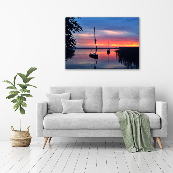 Fotocuadro en lienzo de alta calidad horizontal Veleros al atardecer