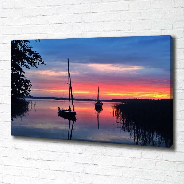 Fotocuadro en lienzo de alta calidad horizontal Veleros al atardecer