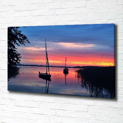 Fotocuadro en lienzo de alta calidad horizontal Veleros al atardecer