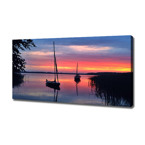 Fotocuadro en lienzo de alta calidad horizontal Veleros al atardecer