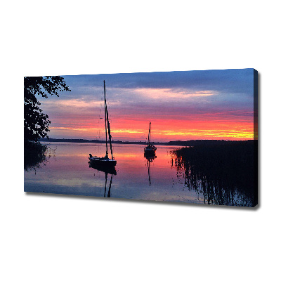 Fotocuadro en lienzo de alta calidad horizontal Veleros al atardecer