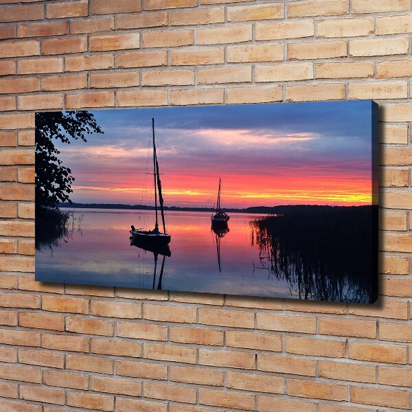 Fotocuadro en lienzo de alta calidad horizontal Veleros al atardecer