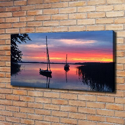 Fotocuadro en lienzo de alta calidad horizontal Veleros al atardecer