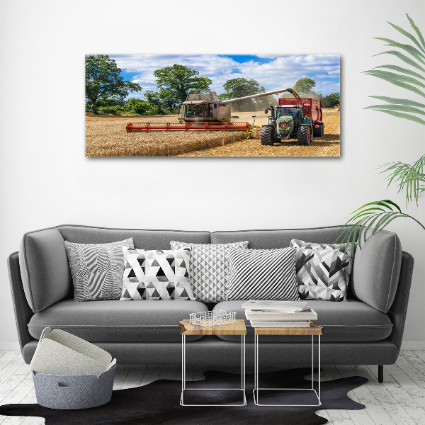 Cuadro canvas con impresión uv duradera horizontal Cosechadora y tractor