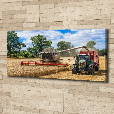 Cuadro canvas con impresión uv duradera horizontal Cosechadora y tractor