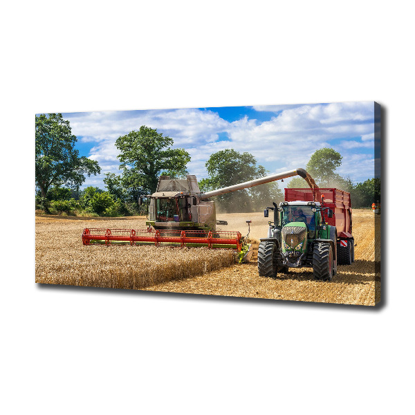Cuadro canvas con impresión uv duradera horizontal Cosechadora y tractor