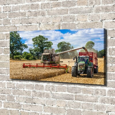 Cuadro canvas con impresión uv duradera horizontal Cosechadora y tractor