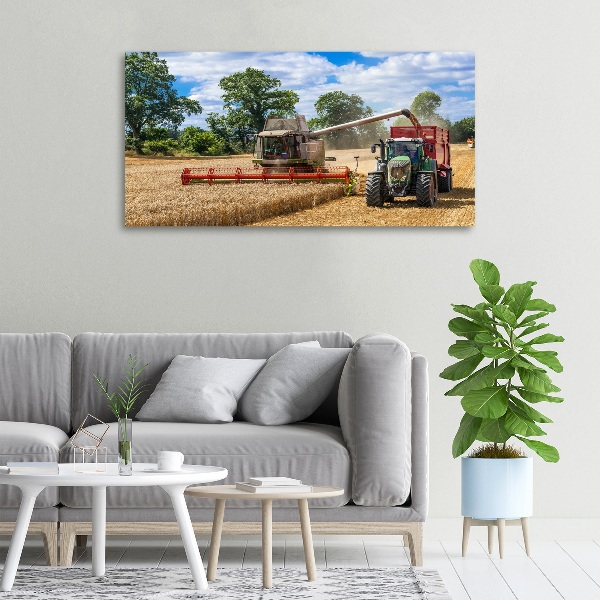 Cuadro canvas con impresión uv duradera horizontal Cosechadora y tractor