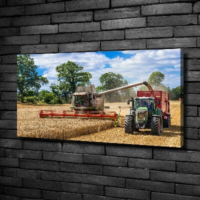 Cuadro canvas con impresión uv duradera horizontal Cosechadora y tractor