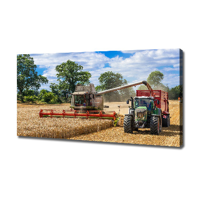 Cuadro canvas con impresión uv duradera horizontal Cosechadora y tractor
