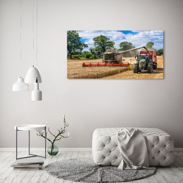 Cuadro canvas con impresión uv duradera horizontal Cosechadora y tractor