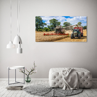Cuadro canvas con impresión uv duradera horizontal Cosechadora y tractor