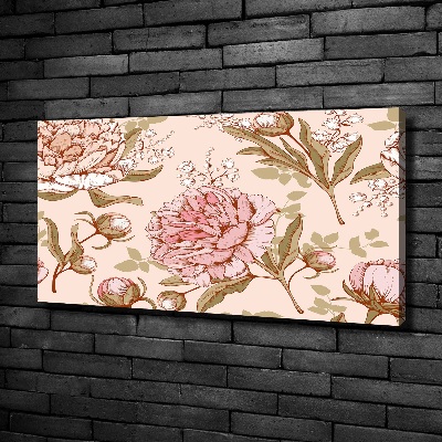 Cuadro canvas moderno de gran formato horizontal Peonías