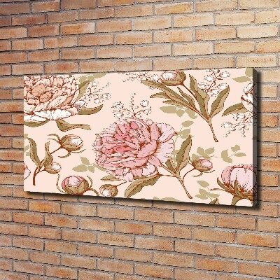 Cuadro canvas moderno de gran formato horizontal Peonías