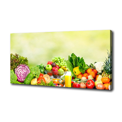 Cuadro canvas moderno de gran formato horizontal Verduras y frutas